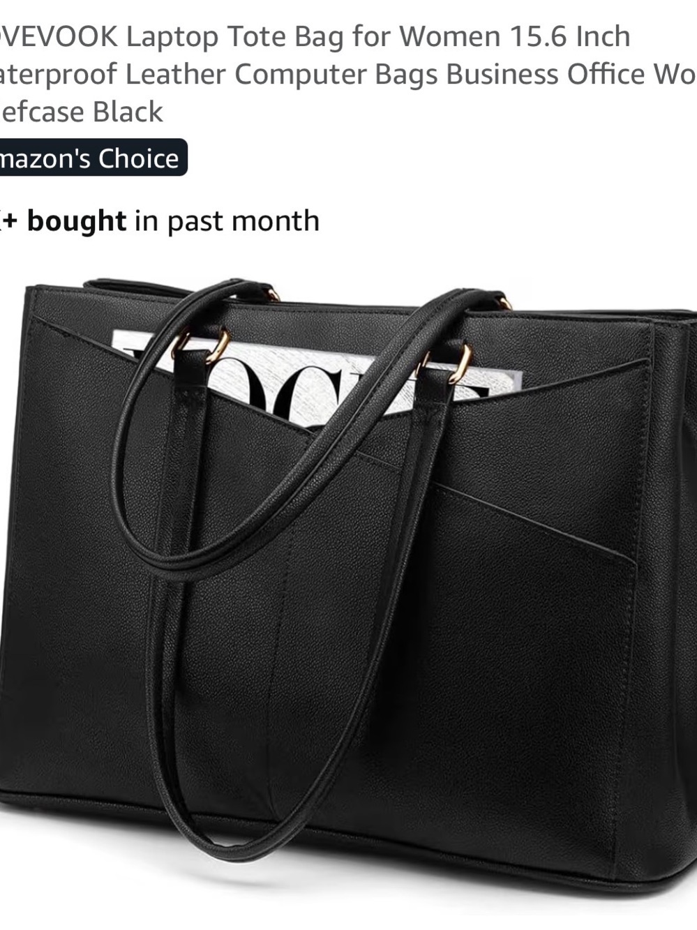 Black Women’s Tote Bag – Classic Laptop Tote - 15.6 in